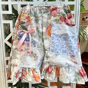 Cottagecore Floral High Waist ruffle Shorts with Lace & patch Detail, cotton
